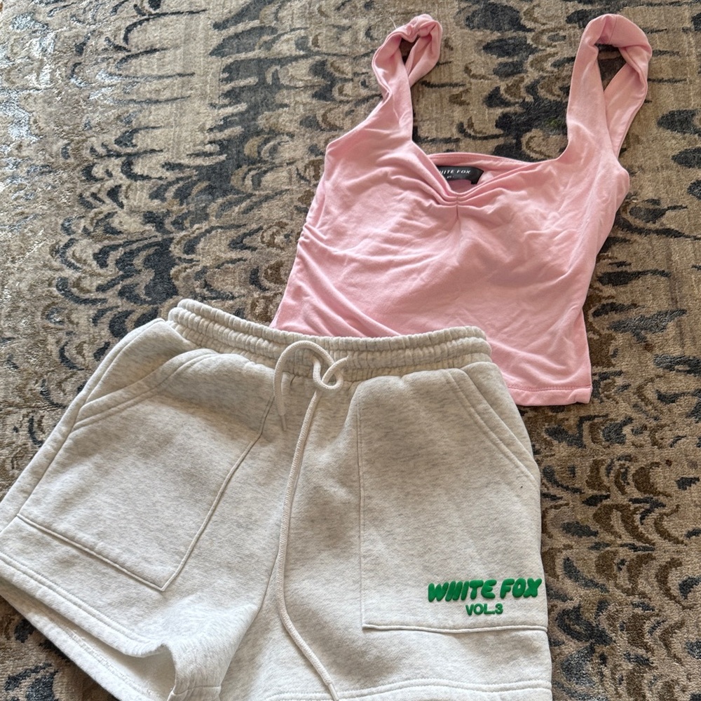 White Fox Cozy Elastic Waist Shorts - Pink Lining